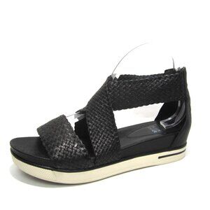 Eileen Fisher Sport Womens Sandals Size 9 Black Woven Leather Back Zip EUC